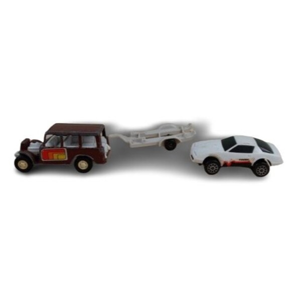 VTG Tootsie Toy Resort Shuttle Bus Metal Buddy Car Tow Trailer Lot 70-80s - Picture 1 of 12